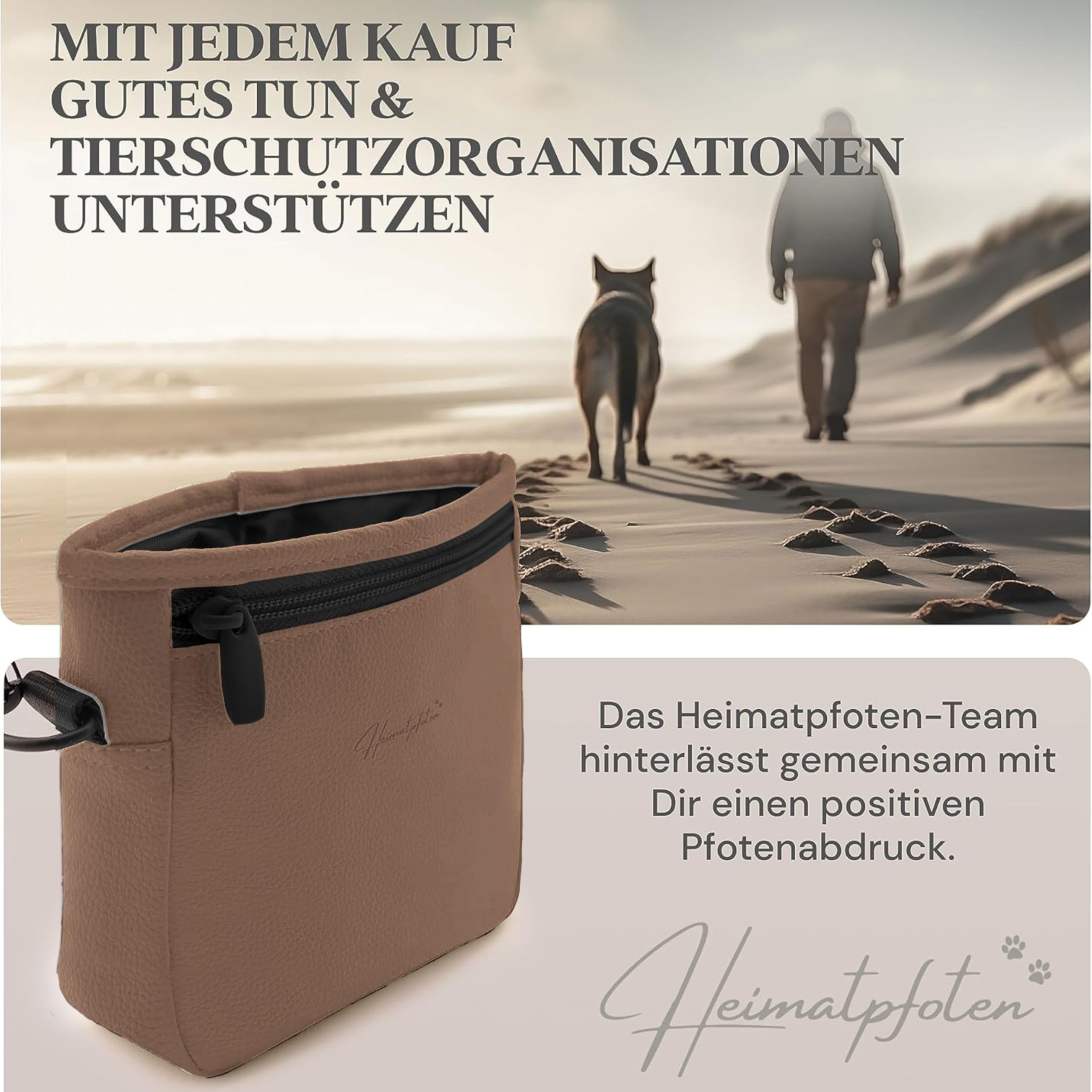Leckerlitasche für Hunde aus Kunstleder - Gassitasche mit Einhand Magnet-Verschluss - Hunde-Leckerli-Beutel (Größe S - Braun)