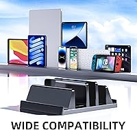 Vista 6 de Soporte vertical para laptop, de plástico, ajustable, para computadora de escritorio, ahorro de espacio, 5 en 1, para todos los MacBook Pro Air