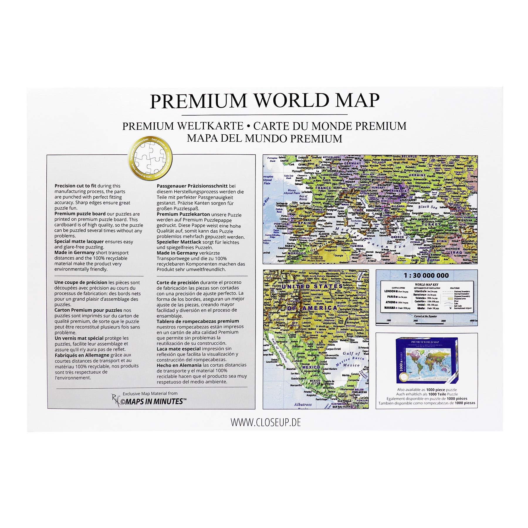 XXL Puzzle Carte du monde 2000 pièces - Le monde - 97 x 68 cm Carte Premium 2020 - MAPS IN MINUTES