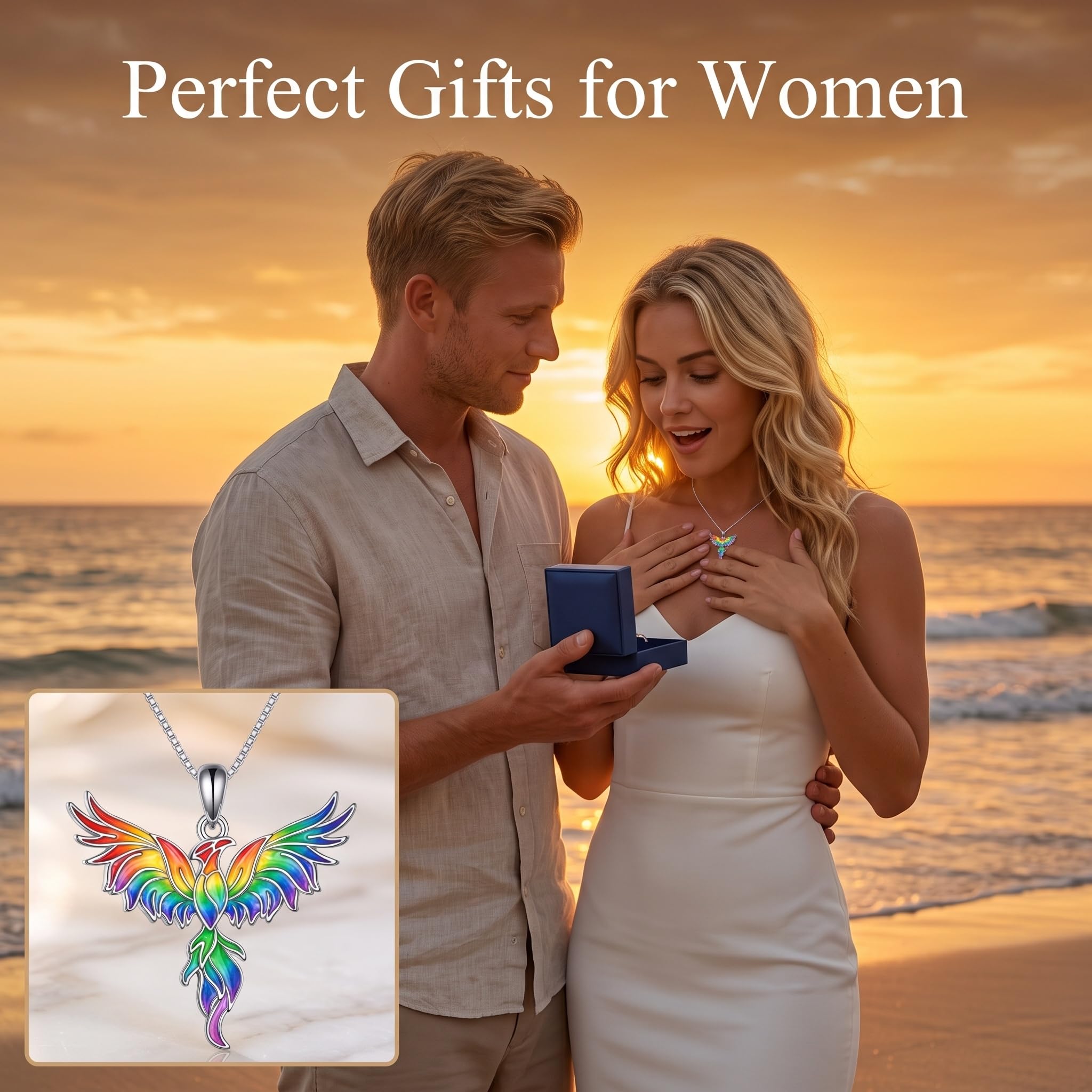 Collana da donna con ciondolo a forma di fenice sfumata, gioiello con ciondolo a forma di fenice, regalo di compleanno o anniversario per lei