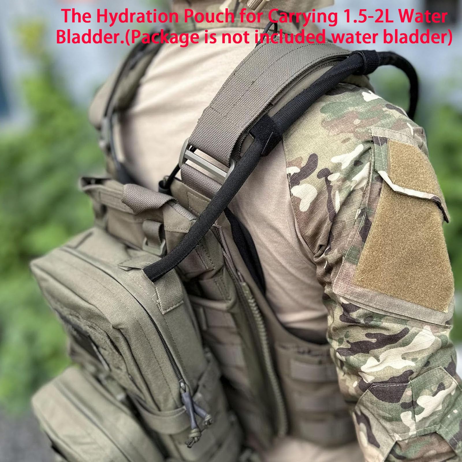 Taktischer Mini-Molle-Trinkrucksack, Molle-Trinkträger mit IFAK-Tasche & US-Flagge & Med Patch, Hydropack für 2 l Wasserblase