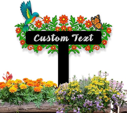 Miniatura 13 de Letreros de jardín personalizados con estaca, decoración de jardín de verduras para exteriores, arte de patio de metal, decoraciones de patio,