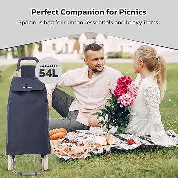 Skylark 54Ltr Lightweight Shopping Trolley, Hard Wearing & Foldaway Push/Pull Cart for Easy Storage, Flat-Pack