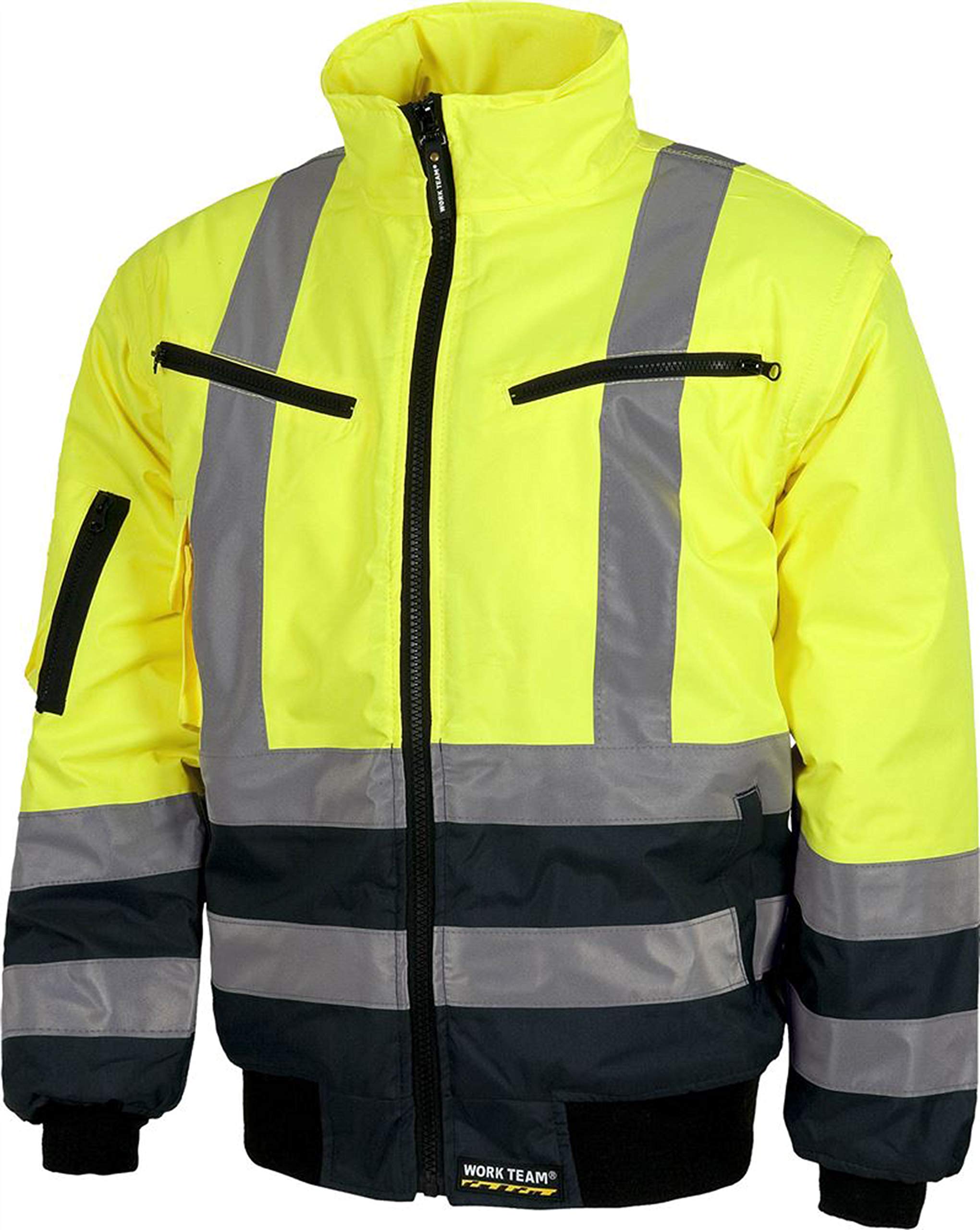 WORKTEAM Cazadora Piloto Alta Visibilidad Impermeable Clase 2 con Mangas Desmontables