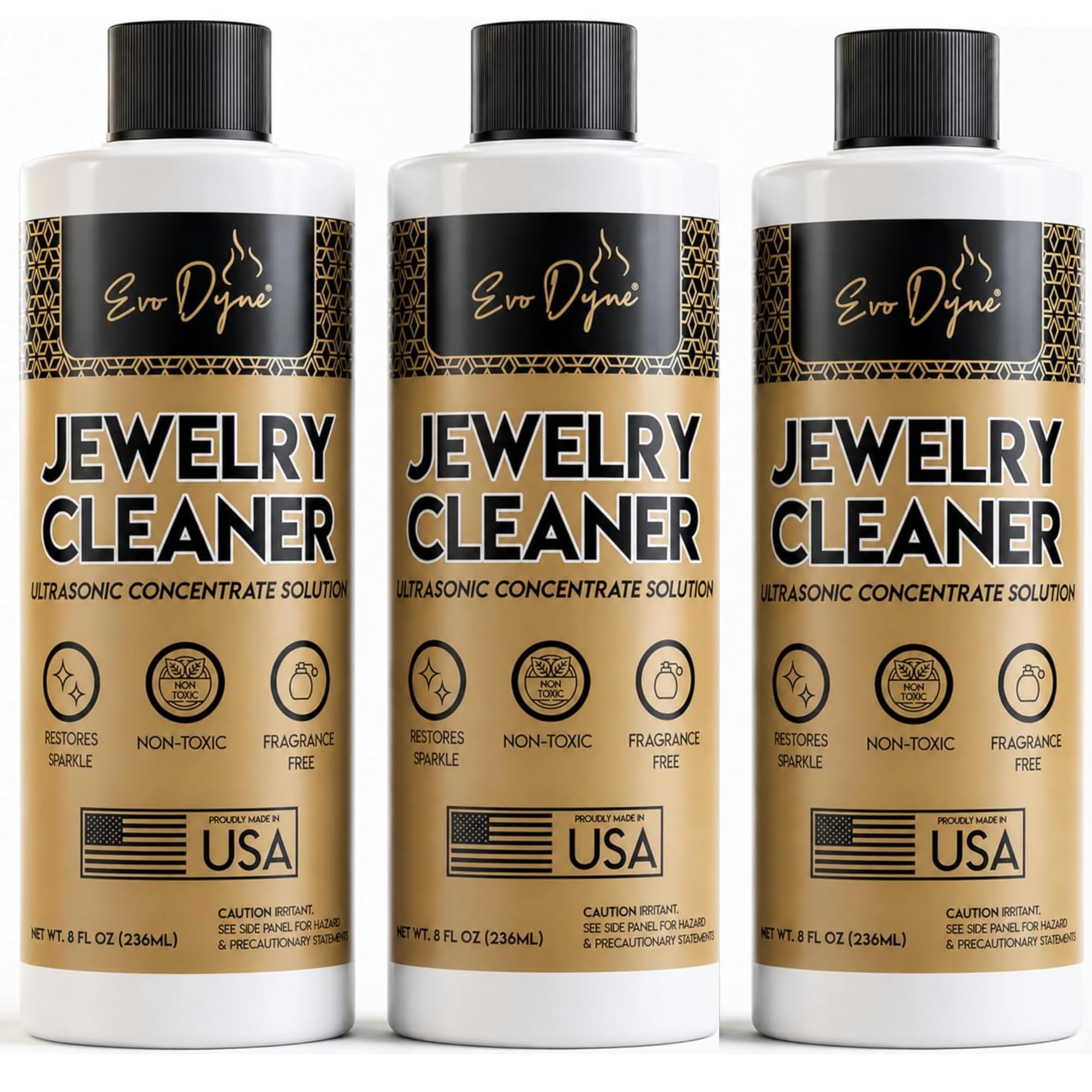 Evo Dyne Ultrasonic Jewelry Cleaner Solution 3-Pack 8 oz Bottles