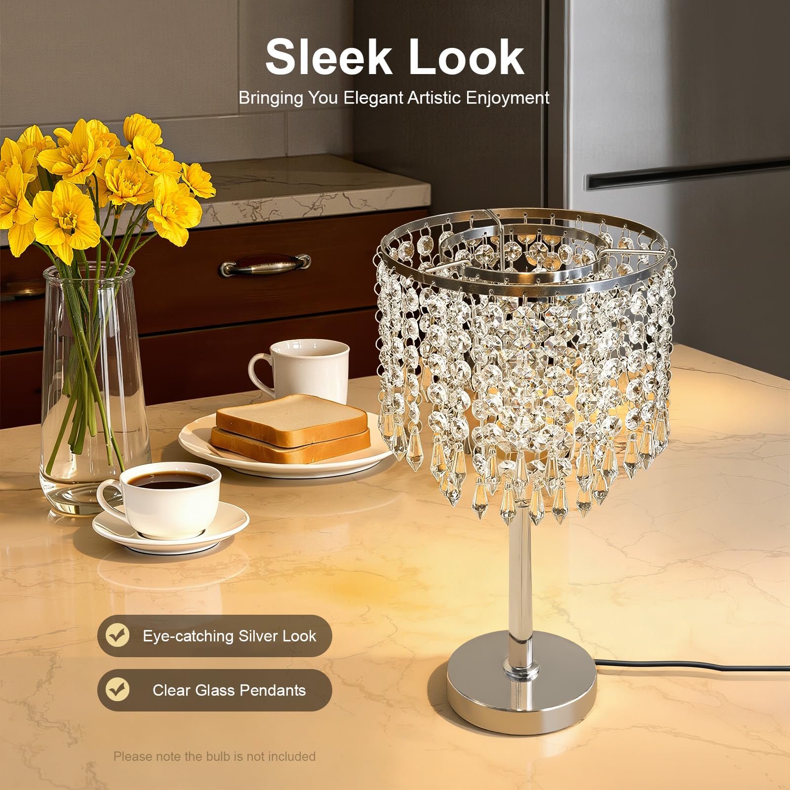 220V LED Crystal Tischlampe Nachttischbeleuchtung Desk Lamp Tischlampe E27 für Wohnzimmer Schlafzimmer Essen
