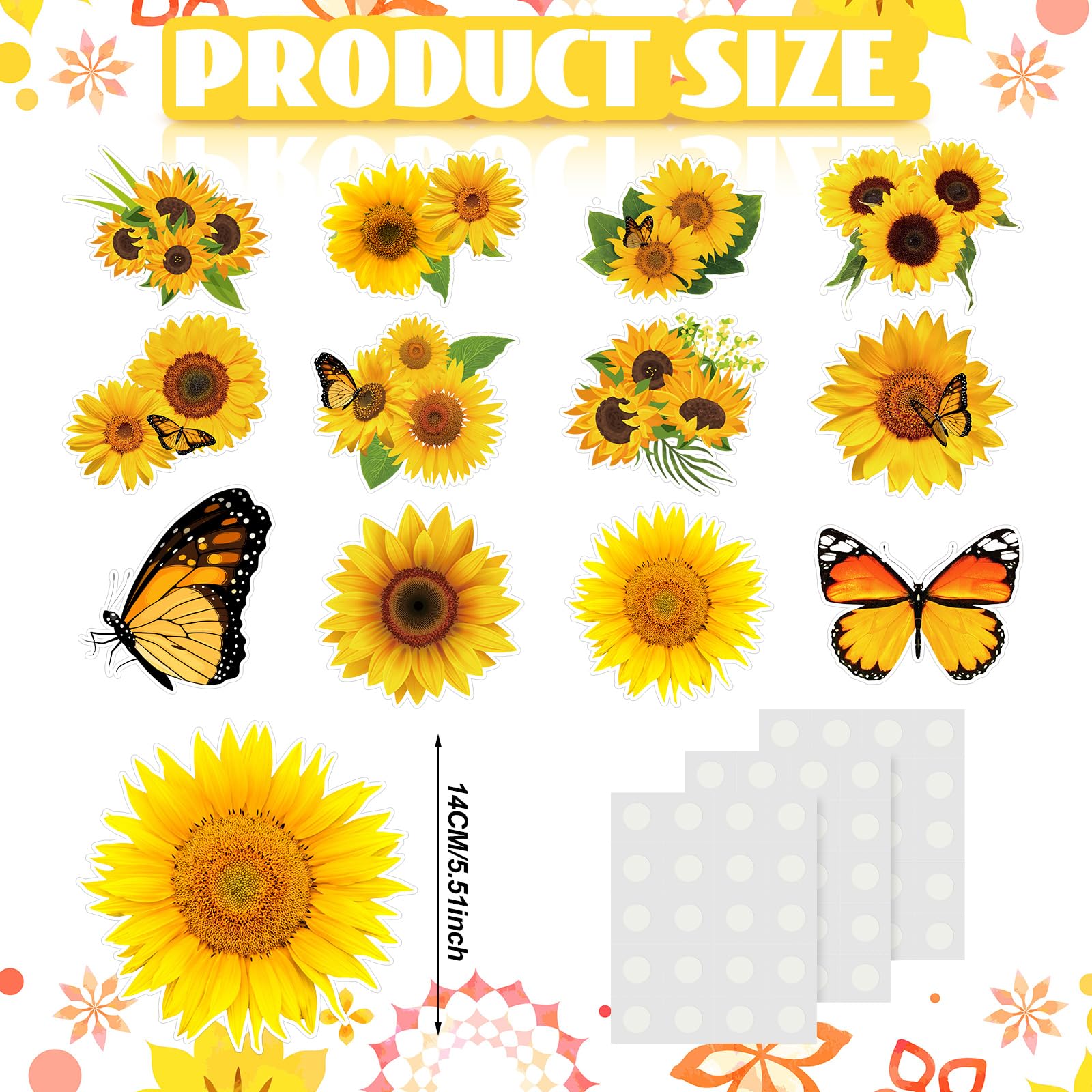 Seajan 200 Pcs Summer Sunflower Decoration Summer Bulletin Board Flower Cutouts Butterfly Flowers Accents Sunflower Bulletin Board Decorations for Birthday Party Teacher, 5. 5 x 5. 5 Inch
