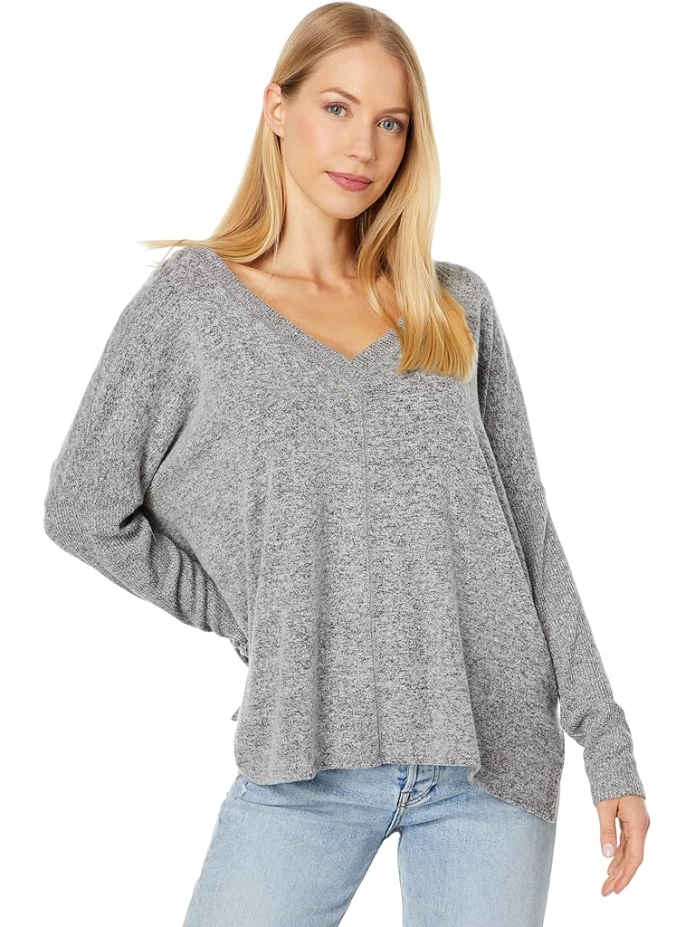 Gray Lucky Brand Cloud Jersey Deep V Ruched Top