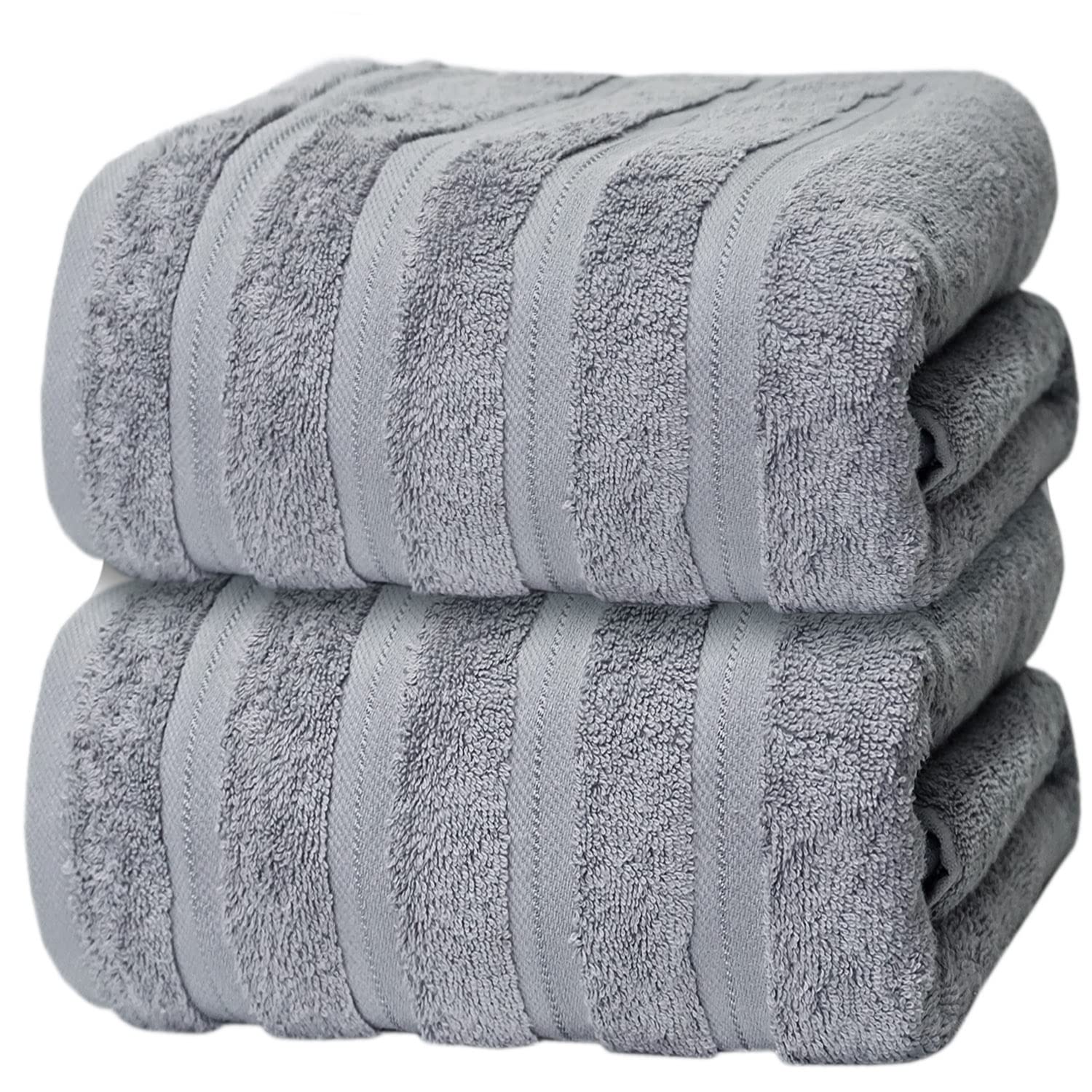 Casabella Premium Quality 2 Pk Silver Bath Sheets 100% Combed Cotton 650 GSM Jumbo Bath Sheet Set Quick Dry Towels Bath Sheets Highly Absorbent 2 Silver Extra Large Bath Towels