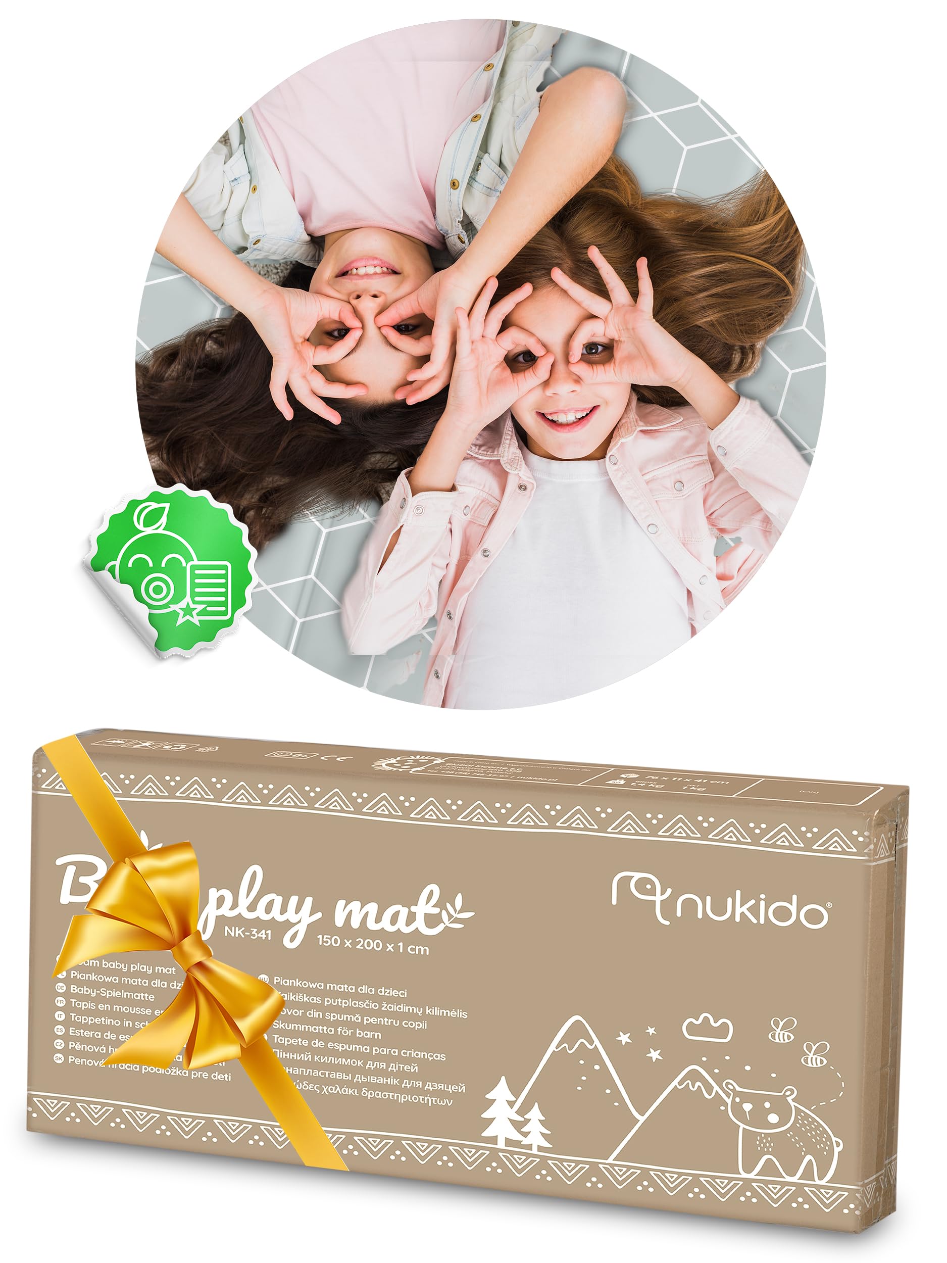 Nukido Doppelseitige Krabbelmatte Baby Krabbeldecke Matte Bodenmatratze Kinderzimmer Krabbelmatte Baby faltbar Bodenmatte Kinder Babyspielzeug 0-6 monate Mehrfarbig 200x180x1 cm