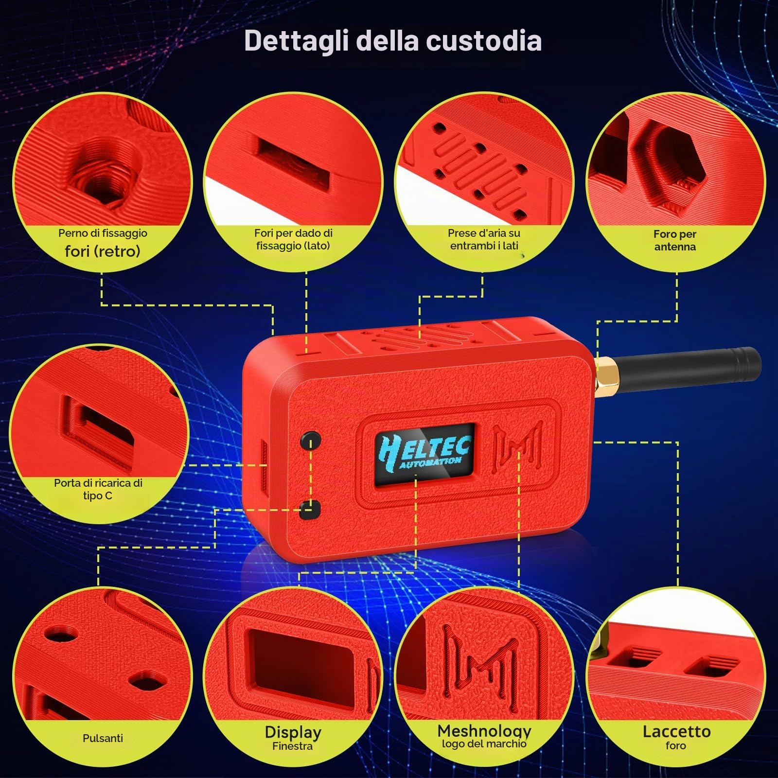 1 set di scheda modulo ESP32 Lora V3 con antenna da 915 MHz + batteria da 3000 mAh + custodia protettiva - WiFi Bluetooth SX1262 CP2102 0,96 pollici OLED tipo C per Arduino Lora Meshtastic IOT (N35