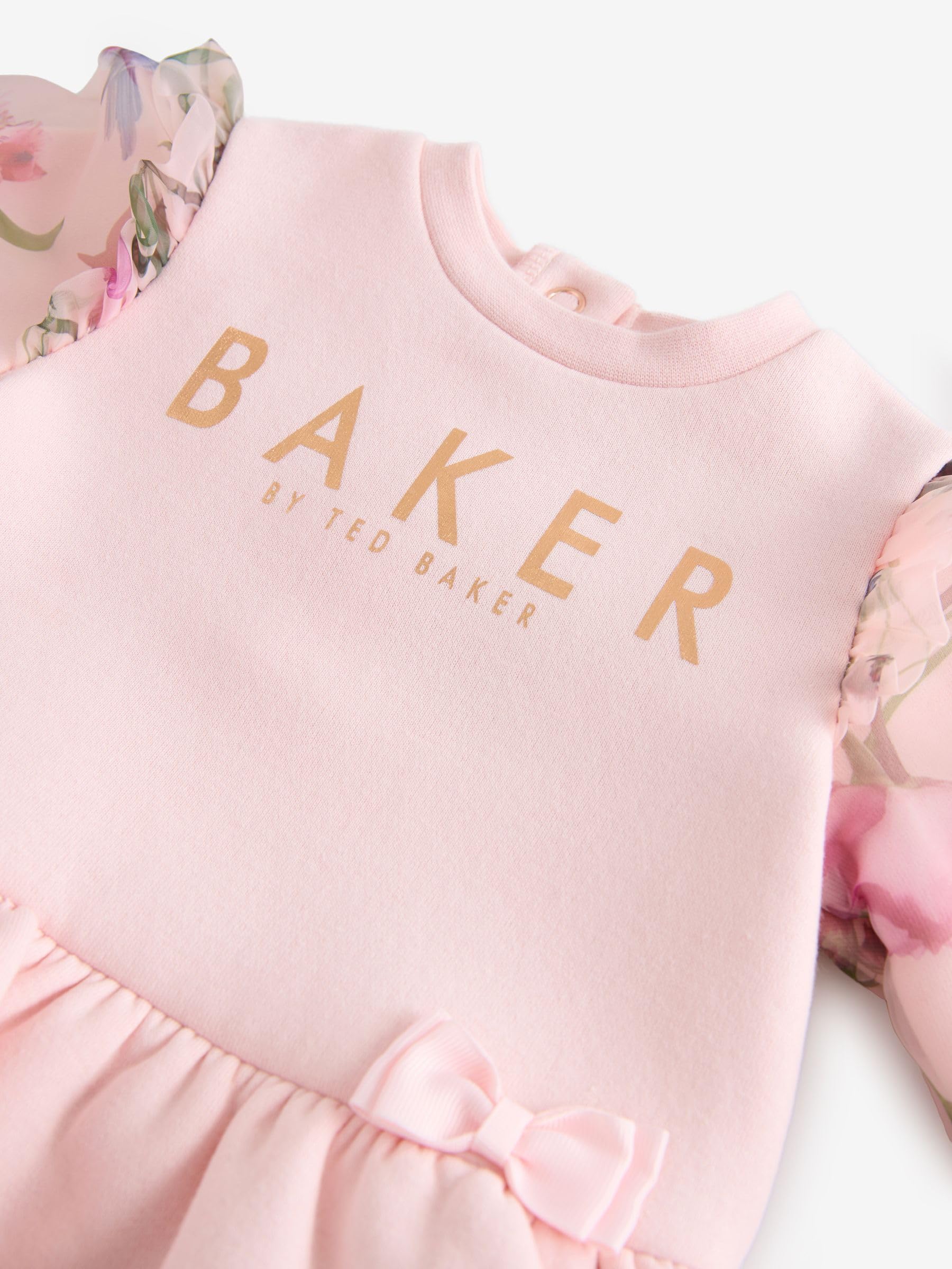 Bebés niña Pelele rosa floral con manga de organza
