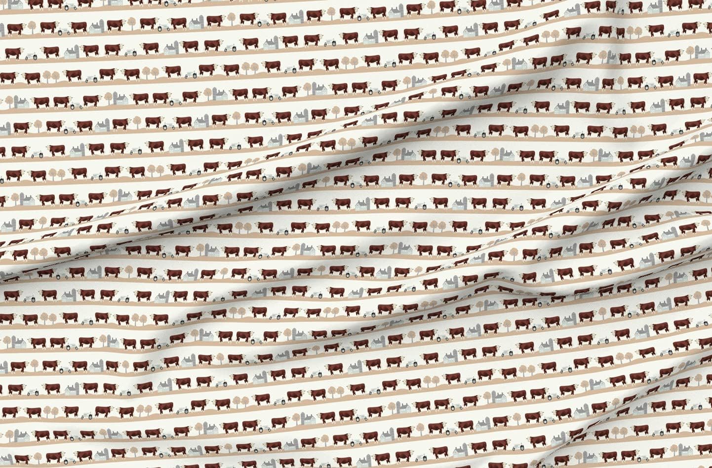 Spoonflower Fabric Hereford Farm Cow Pattern Cute Animals