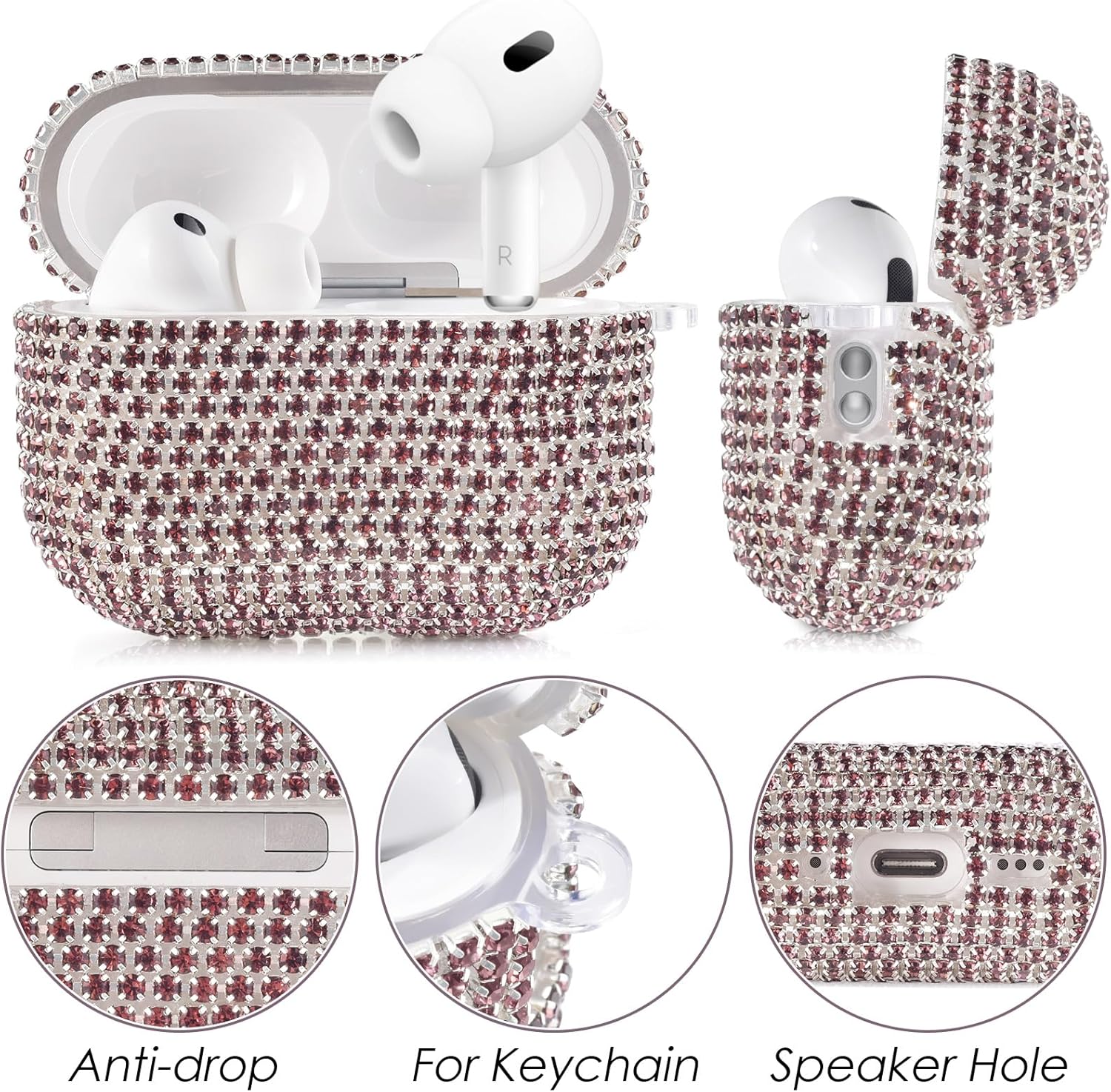Bling Airpods iPods Pro 3 Case Cover 2025, VISOOM Rhinestone Airpods Pro 3 Cases Cute Glitter Jewelry Airpod iPod Pro3 Cases for Sparkly Apple AirPods iPods Pro 3rd Gen Case with Keychain for Women