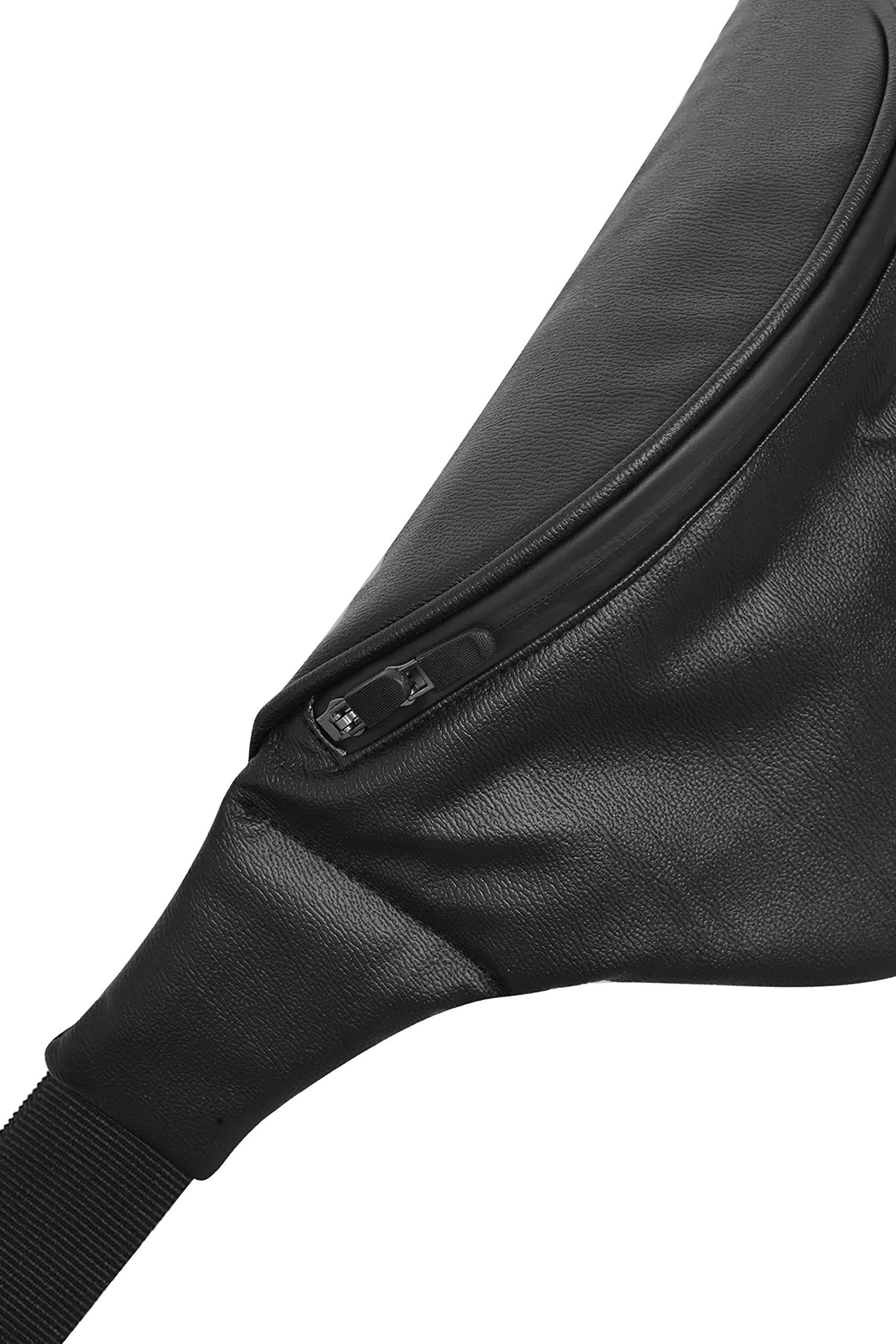 Unisex skórzana duża torba na talię podróżna poręczna torba na piesze wycieczki zamek błyskawiczny elegancki styl dokument pieniądze telefon pasek torba sportowa torba nerka dla mężczyzn i kobiet nylonowy regulowany pasek, Czarny Charcole, L, Torba kurier