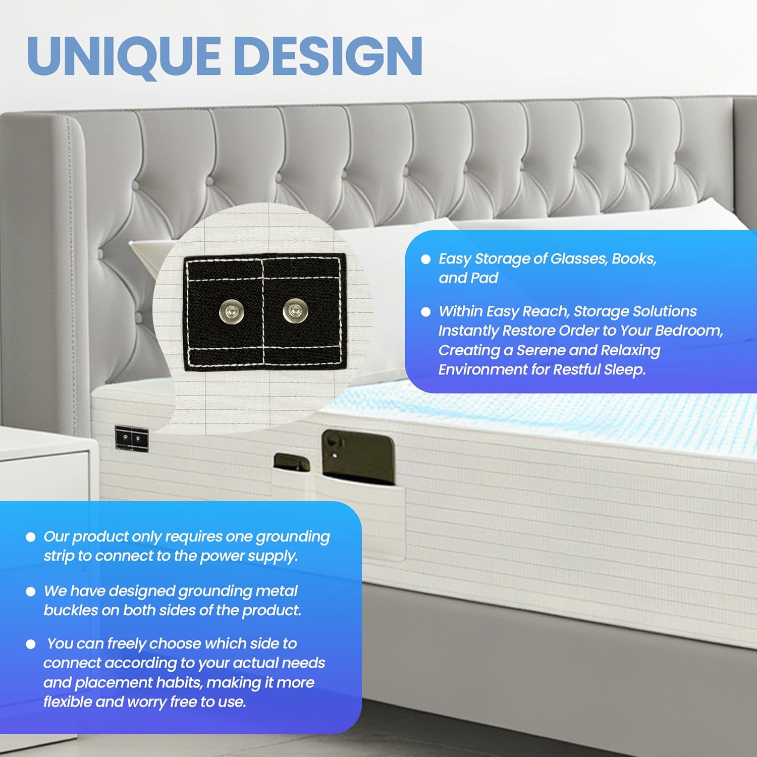 Grounding Sheets White Queen Size - 90% Organic Cotton + 10% Pure Silver Fitted Bed Sheet for Earthing - 400 Thread Count Deep Pocket Ground Sheets - Improved Sleep Down to Earth Ground Bedding