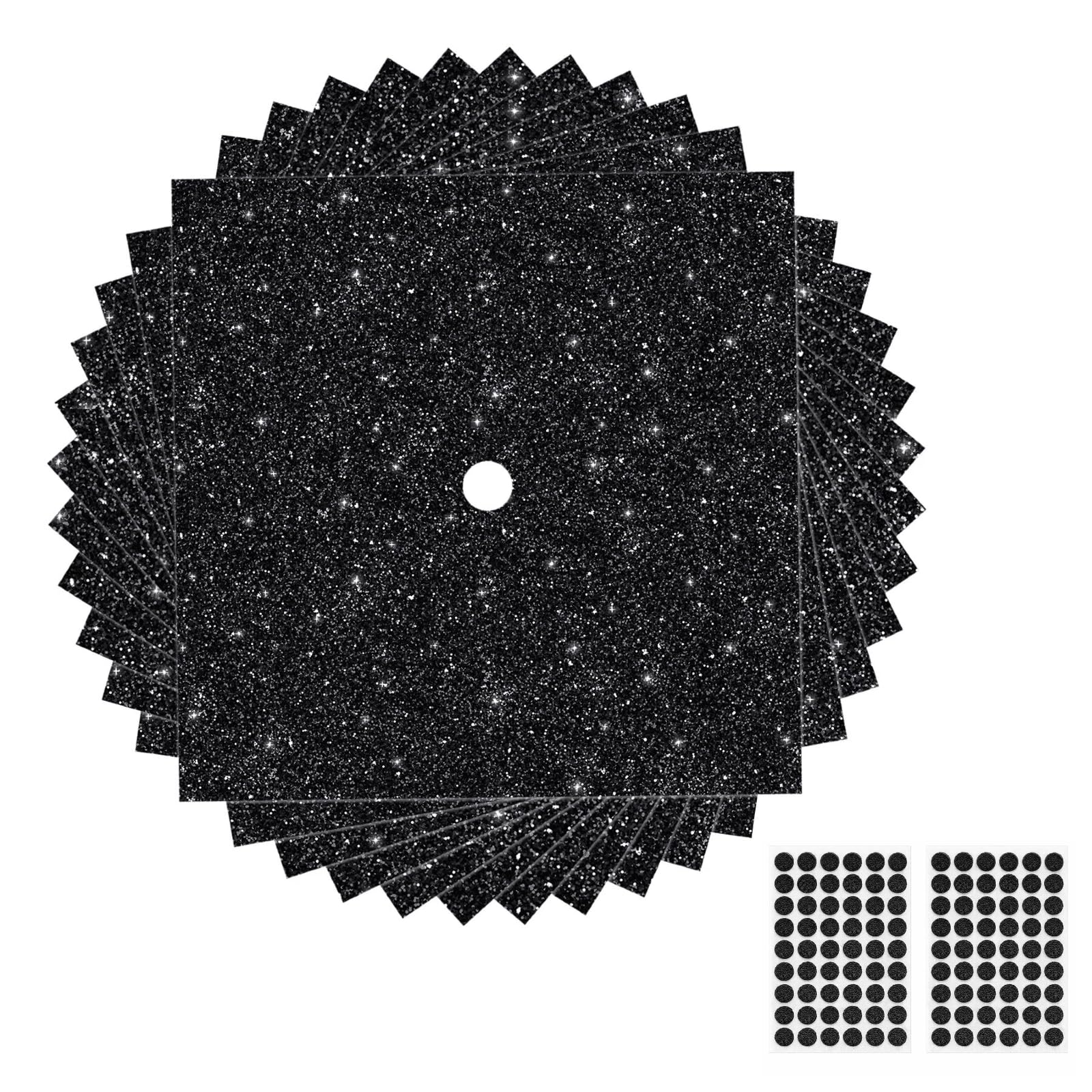 Photo 1 of 12 Pieces Graduation Cap Decorations, Black Graduation Cap Topper Blank with 54 Pairs Dots for Graduation Hat Topper DIY
