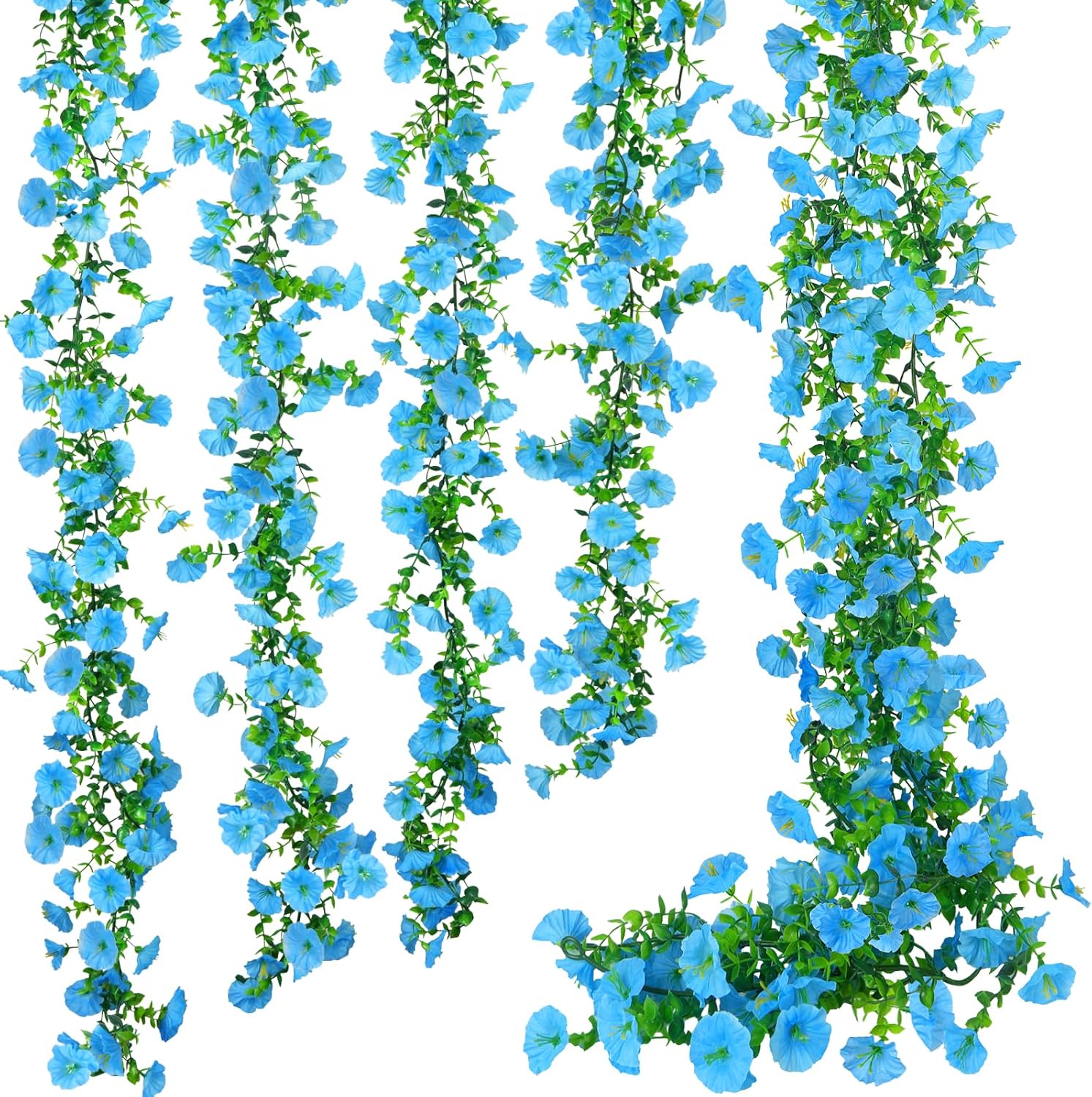 GTIDEA 6Pcs Fake Vines 36Ft Floral Garland Artificial Hanging Morning Glory Flowers Spring Garland Purple for Outdoors Wall Fence Indoor Arch Wedding Décor