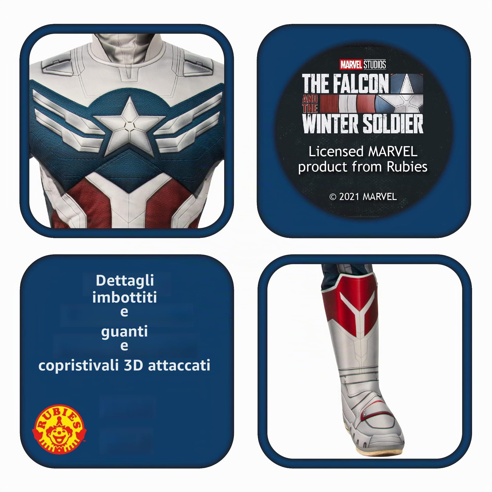 Rubie's Marvel: The Falcon And The Winter Soldier Captain America Deluxe Costume Costume Bambini e ragazzi