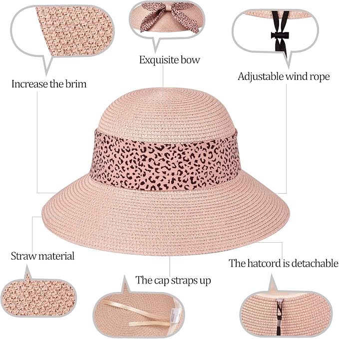 Sombrero de paja para mujer con ala ancha para sol miniatura 4