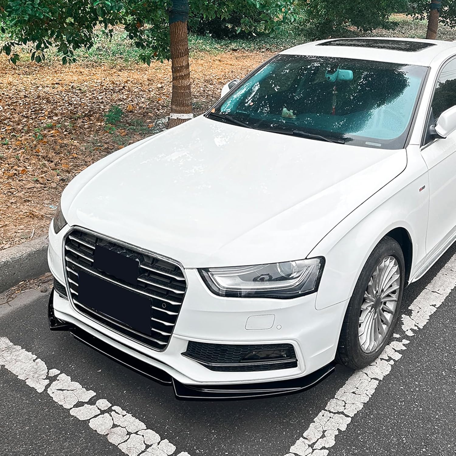 Auto Frontspoiler für Audi A4 S4 B8.5 Sline 2013-2016, Antikollisionsschutz Frontlippe Spoiler Frontstoßstangenlippe Body Kit Zubehör,A/Gloss Black