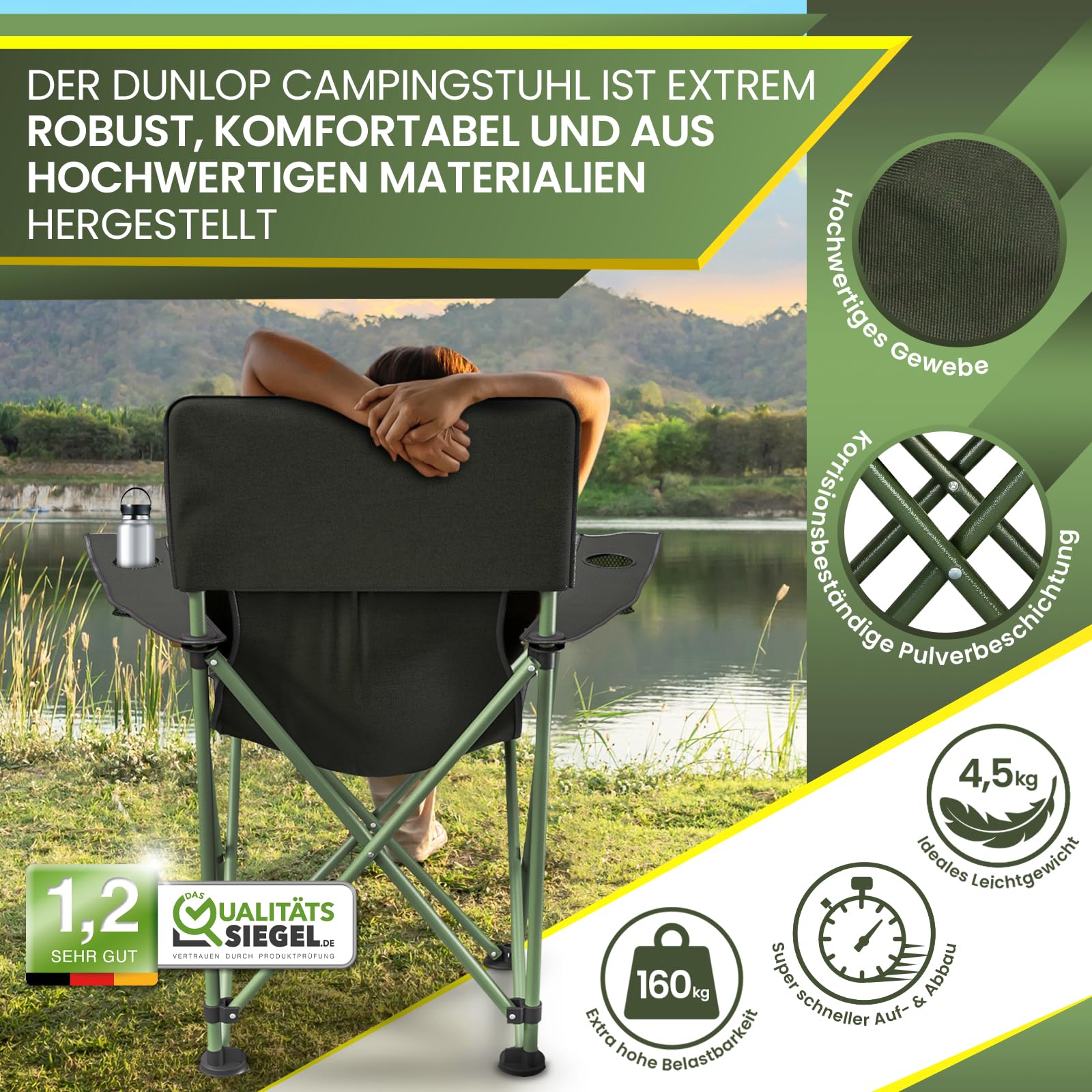 Dunlop Campingstuhl faltbar XXL
