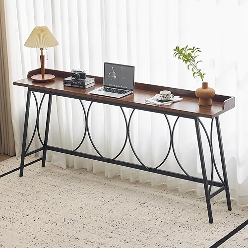 VINGLI Moderna mesa de bar de 82 pulgadas de largo, construcción de madera y metal, mesa de sofá multiusos para entrada, pasillo, isla de cocina,