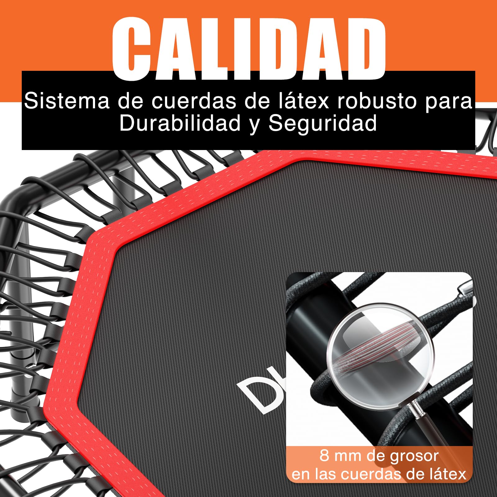 DH FitLife Cama Elástica Fitness Interior Ø121 cm, Trampolín Plegable sin Montaje, Capacidad 150 kg, Mango Ajustable 3 Niveles, Bajo Ruido y Estructura Estable para Adultos