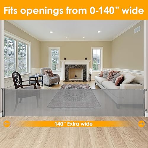 Miniatura 2 de Puerta retráctil para exteriores de 140 pulgadas para perros, puerta extra ancha para bebés, puertas retráctiles para perros, puerta extra ancha
