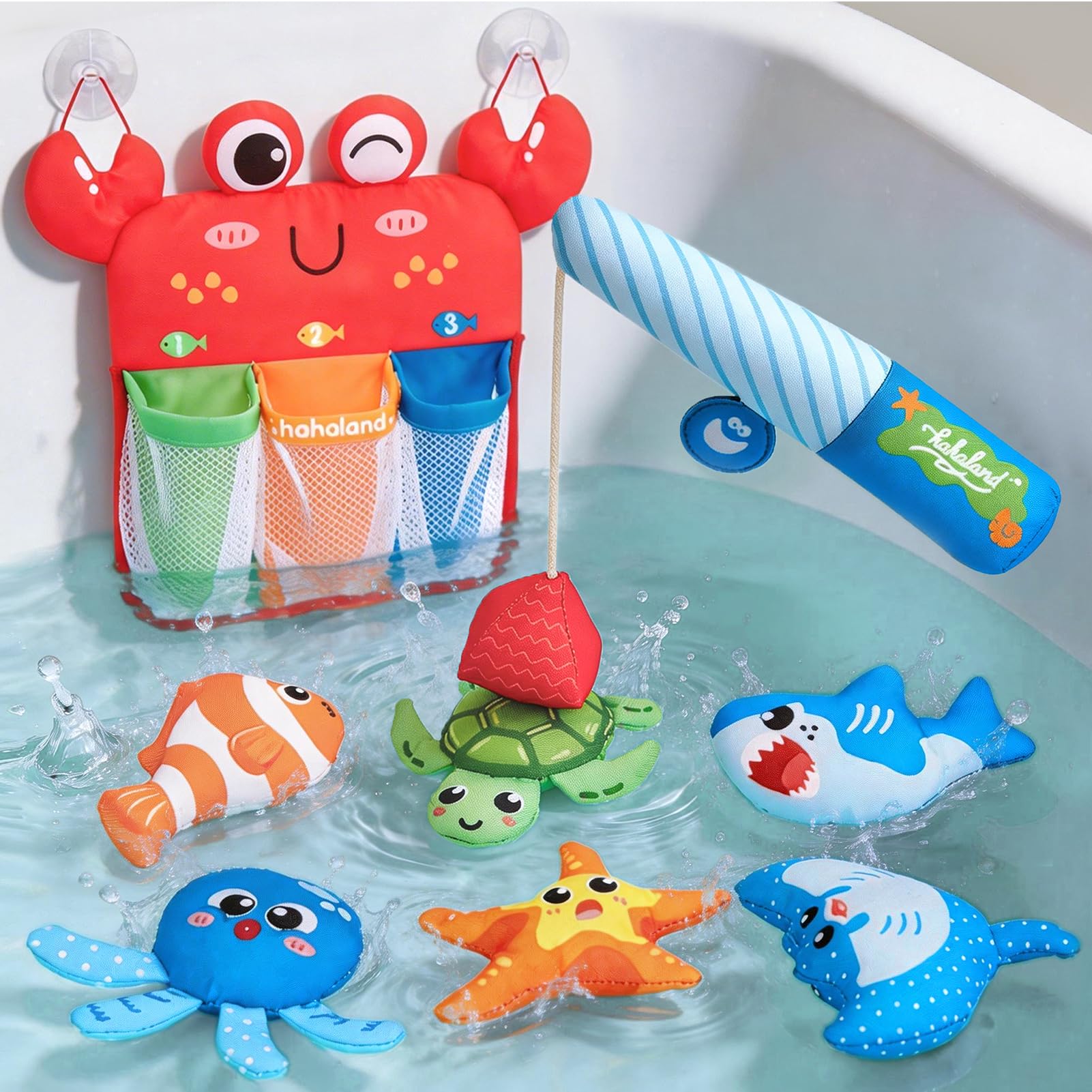 hahaland Juguetes de Baño Bebés 1 Año, Juego de Pesca Magnético con Animales Marinos, Caña y Organizador, Juguete Bañera Montessori para Niños 1 2 3 Años Global Recycled Standard Global Recycled Standard Global Recycled Standard