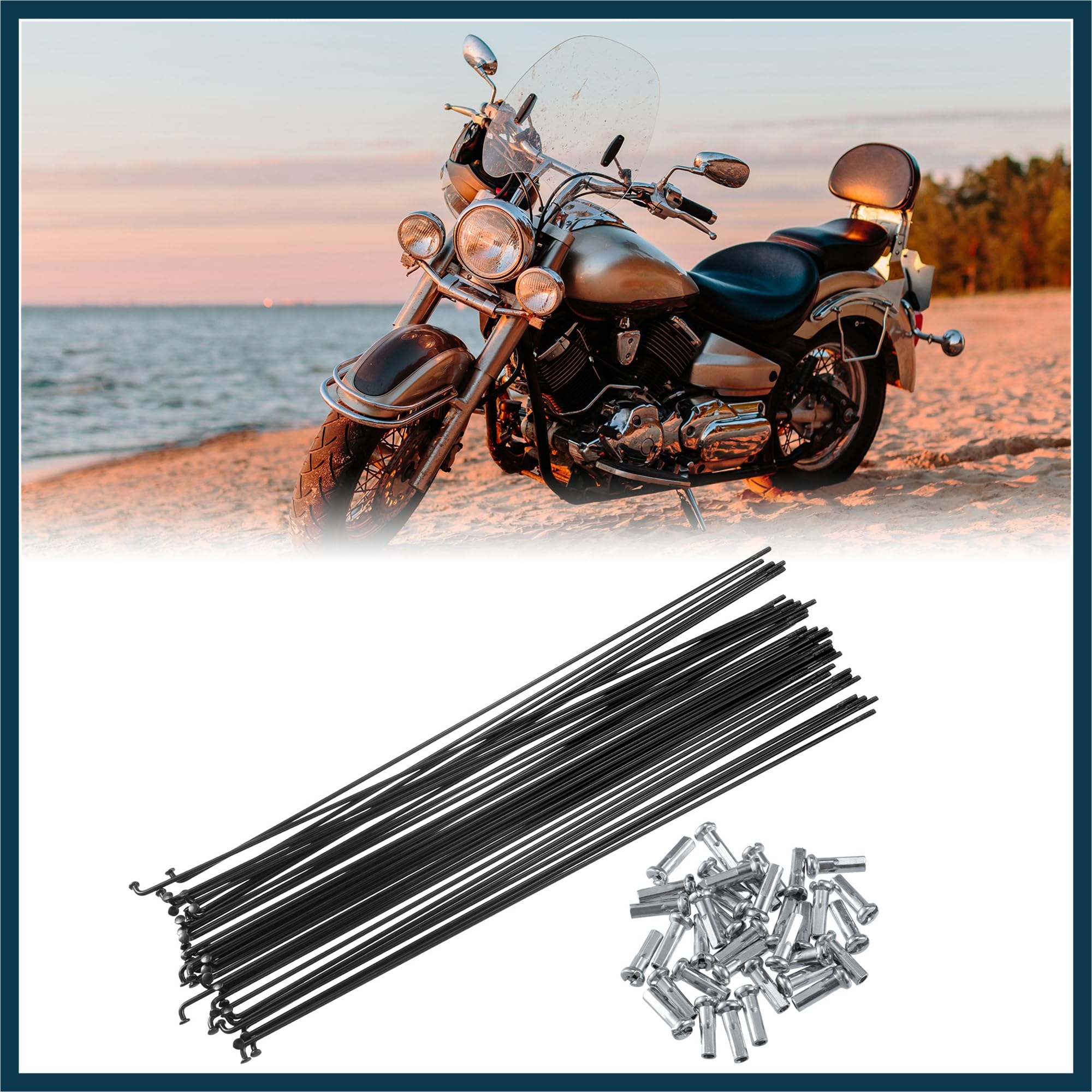 TUCKBOLD 36 Pcs Bicycle Steel Spokes 14G Bike Spoke 257mm Length with Nipples Automotive Parts, Black - Image 2