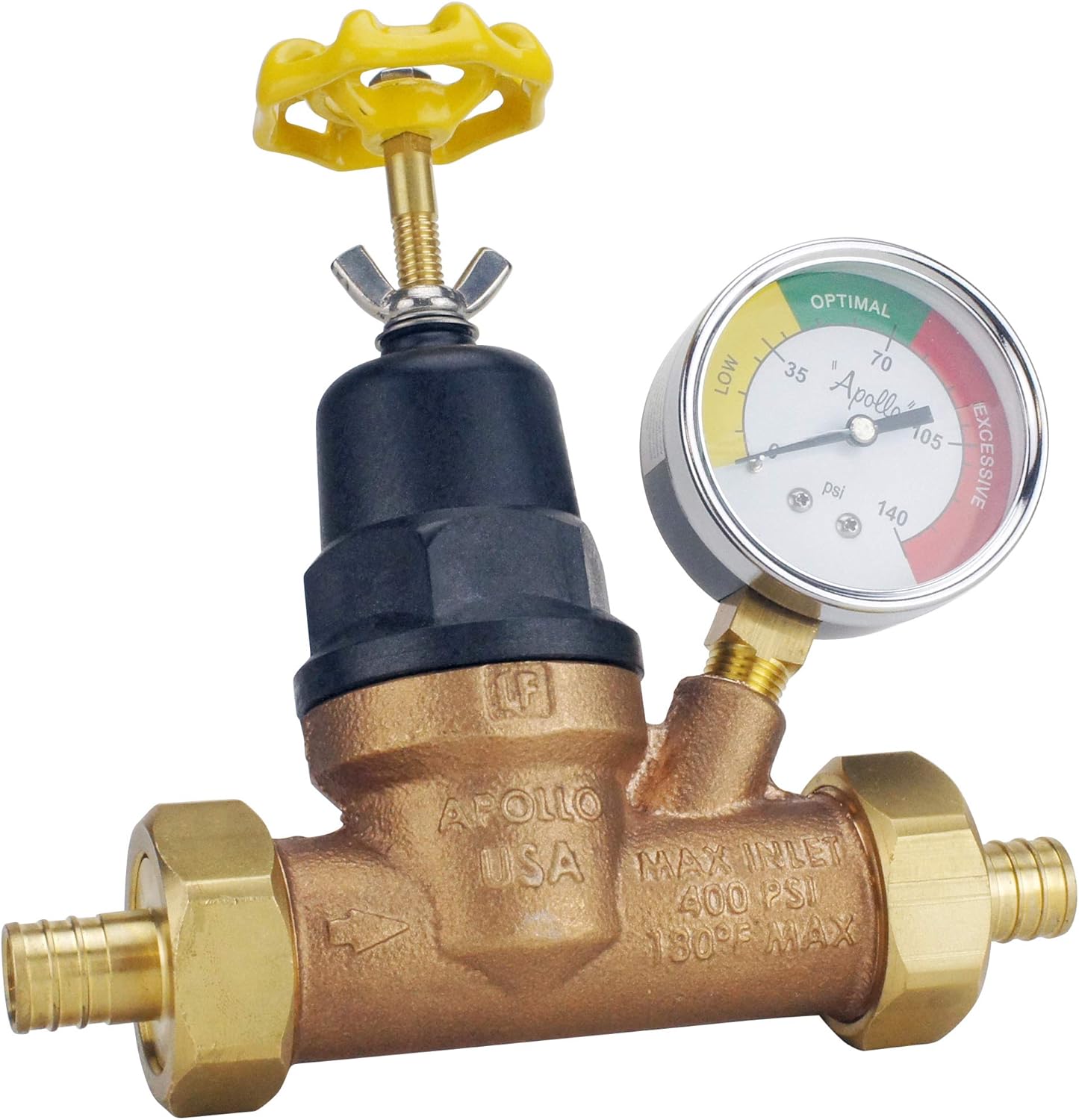 Apollo Valves ApolloPEX 3/4" Bronze Double Union PEX Water Pressure Regulator w/Gauge (APXPRV34WG)
