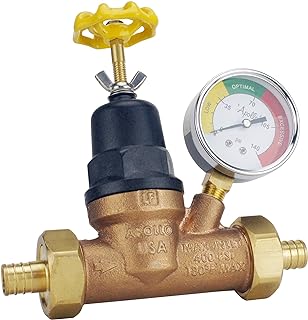Apollo Valves ApolloPEX 3/4" Bronze Double Union PEX Water Pressure Regulator w/Gauge (APXPRV34WG)