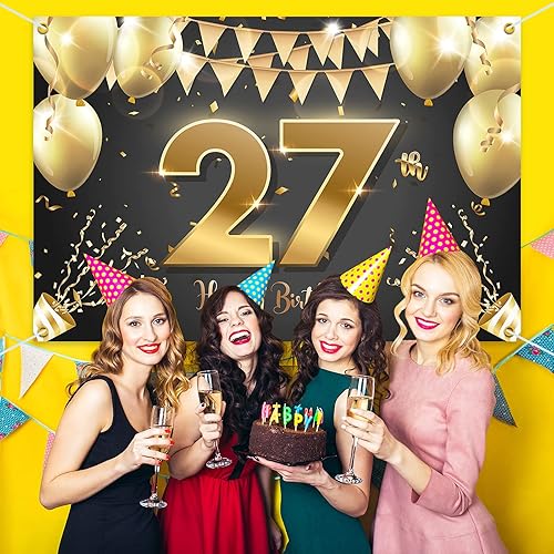 Miniatura 24 de HAMIGAR Fondo de pancarta de feliz cumpleaños número 17 de 6 x 4 pies, decoraciones de cumpleaños de 17 años, suministros de fiesta para niñas
