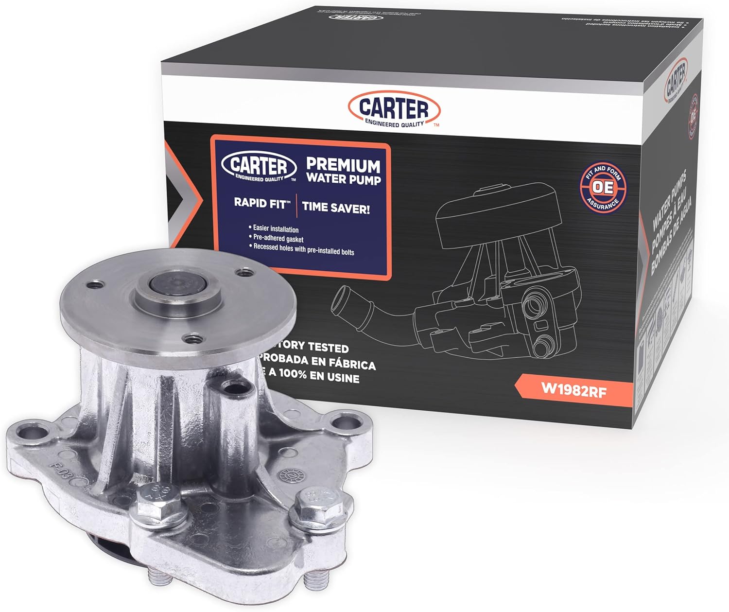 Carter Fuel Systems Rapid Fit™ Pre-Mounted Ready to Install New Replacement Water Pump For 2007-2020 Chrysler 200, Dodge (Caliber & Dart) and Jeep (Comapss & Renegade) 2.4L Engine (W1982RF)