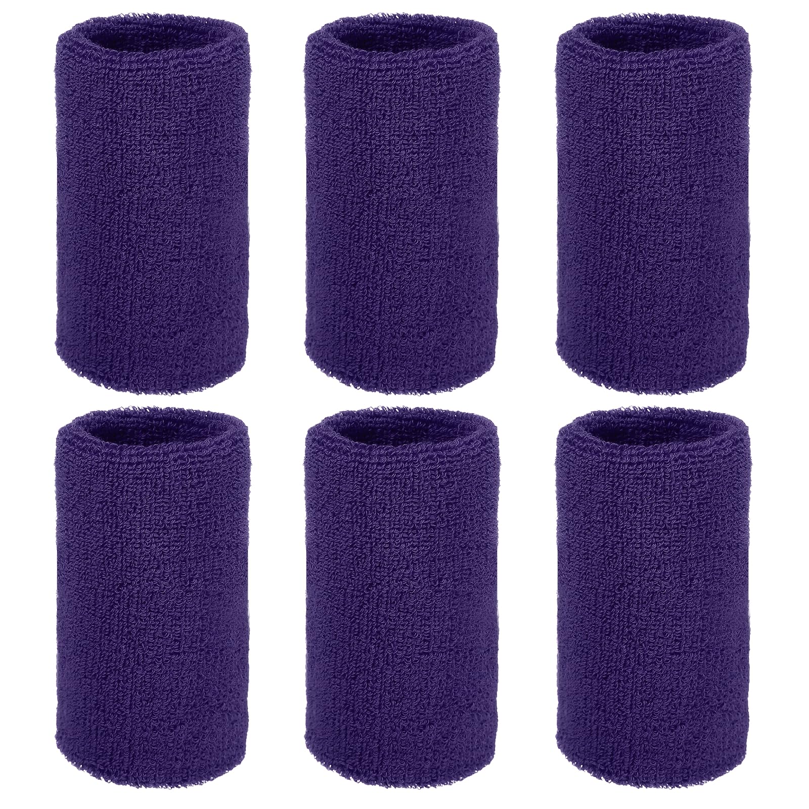 YELARXI Wrist Bands for Sweat, Sports Wrist Sweat Bands, Sports Wristband Sweatbands Breathable Absorbent Tennis Wristbands 6 Pcs & Violet -Fitting for Basketball/Football/Gym — image 1