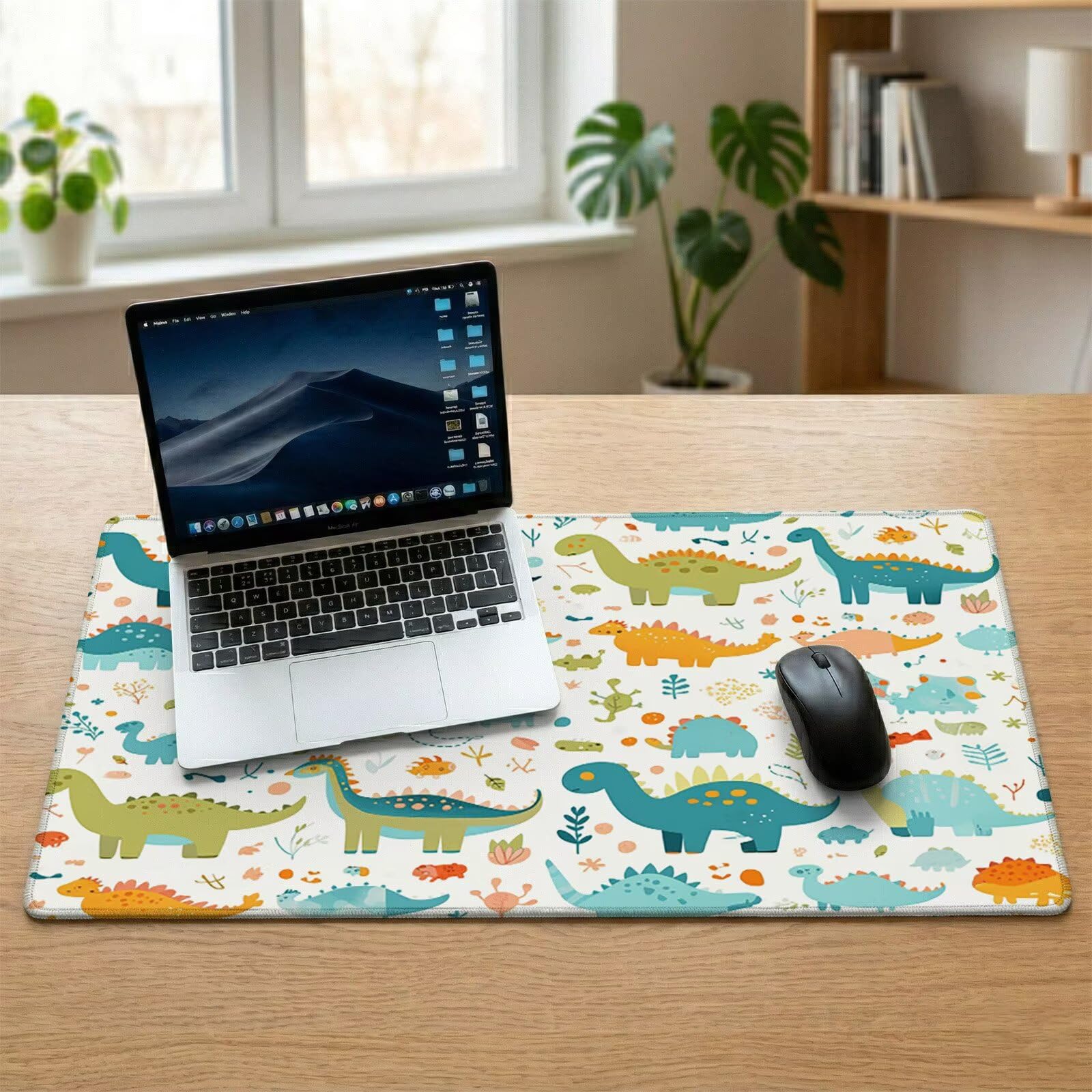 Alfombrilla Escritorio Grande 1200 x 600 x 3 mm, Alfombrilla Ratón Gaming XXL, Dinosaurio Tapete de Ordenador , Base Antideslizante y Bordes Reforzados, Impermeable Desk Mat (Dibujos Animados) L-x4374