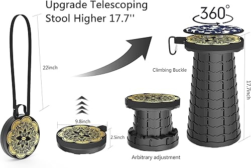Miniatura 3 de ALEVMOOM Taburete plegable mejorado con cojín, taburete plegable con impresión, asiento plegable portátil, taburete retráctil, carga máxima de 550