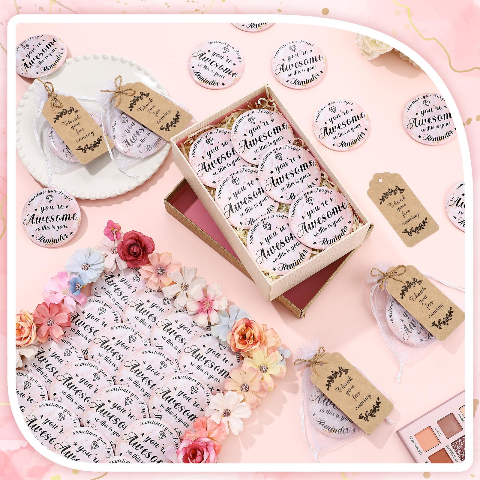 Inspirational Compact Mirror Gift Set with Cards and Organza Bags