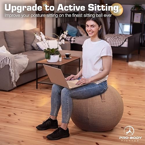 Miniatura 2 de ProBody Pilates Silla de bola de yoga, silla de bola de ejercicio para oficina y escritorio, silla de yoga con cubierta de bola de estabilidad,
