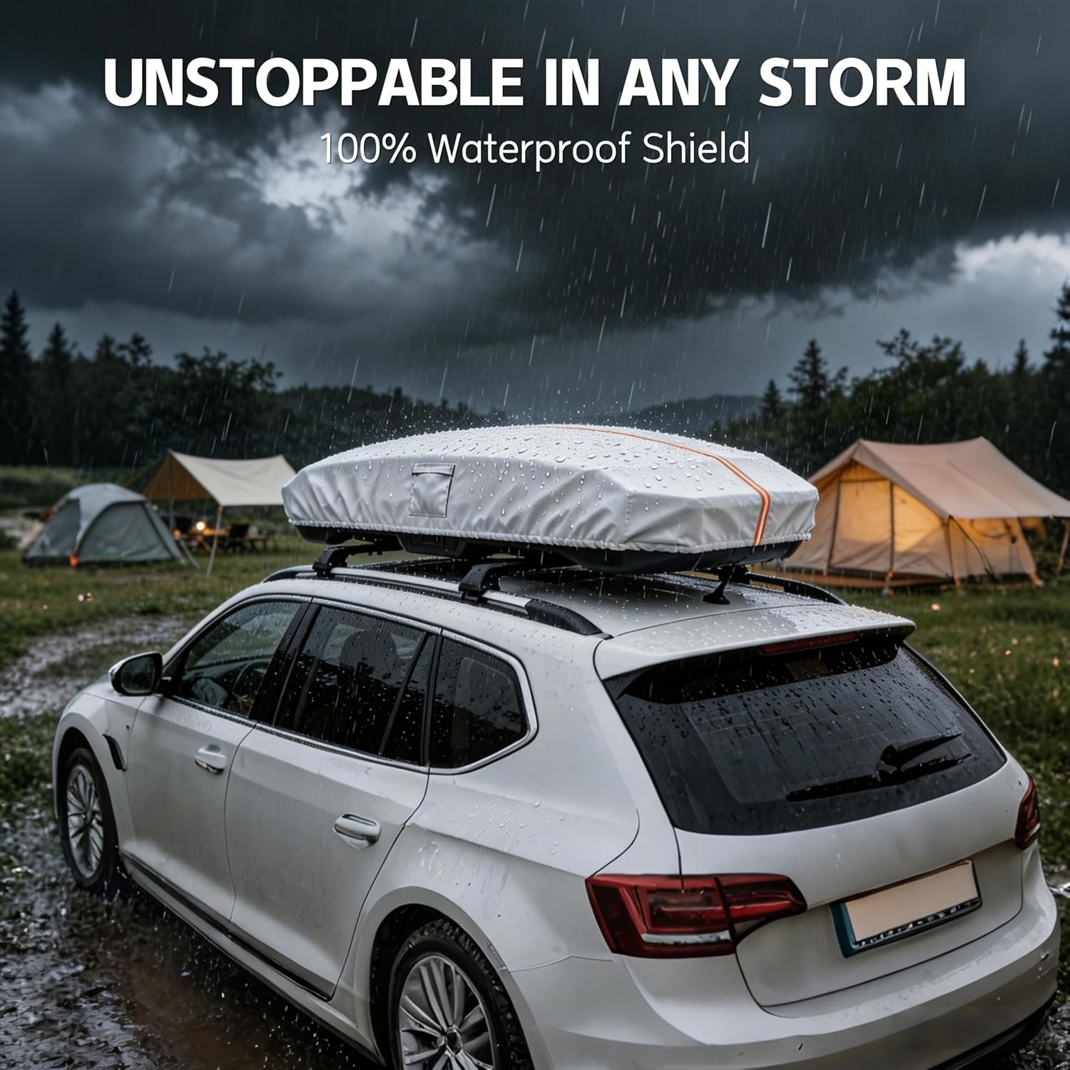 Roof Rack Box Cover, Heavy Duty 600D Oxford Fabric, Universal Fit for Thule, Perflex, Yakima Brands,93x37x18 inches, Roof Box Cover, Waterproof, dustproof, UV-Resistant, and Scratch-Resistant.