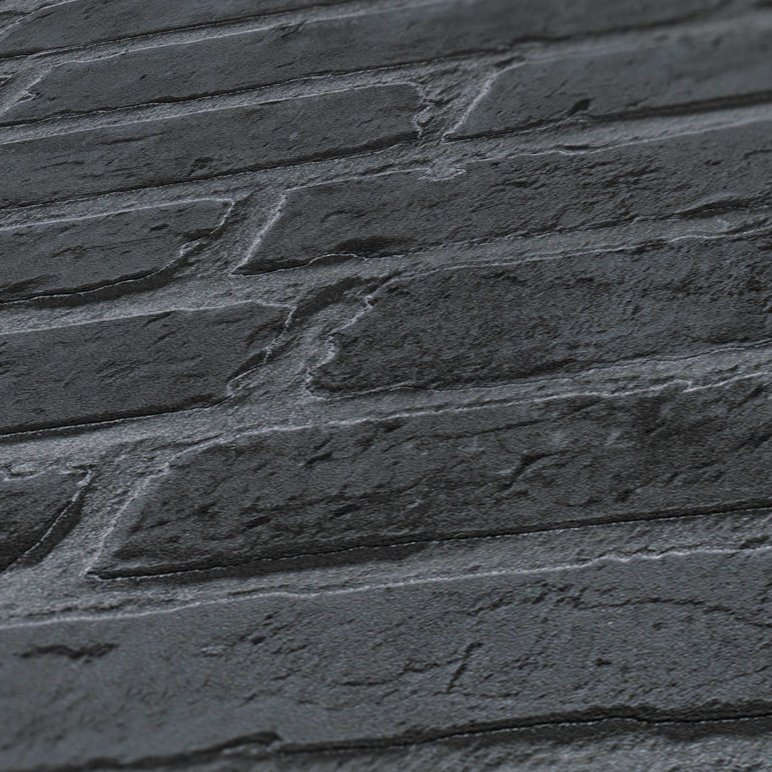 Ricco M1-No.890 - Carta da parati in pietra 3D, Rivestimenti Pareti Effetto Pietra, Colore Nero, per Soggiorno, Cucina, Camera da Letto
