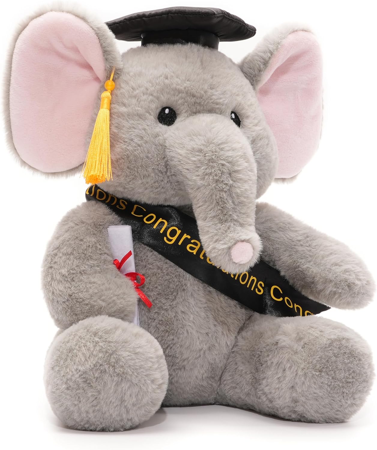 WEIGEDU Graduation Gift Elephant Teddy Bear Stuffed Animal Plush Toy with Cap, Sash & Diploma, Graduation Gift for Kids, Students, Boys & Girls, 12 Inch
