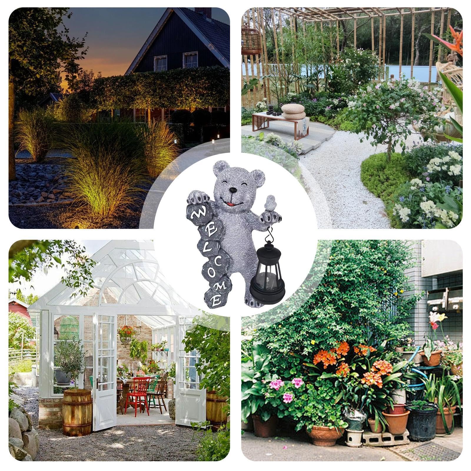Statue De Jardin Figurines D'Écureuil En Résine Avec Lumière Solaire