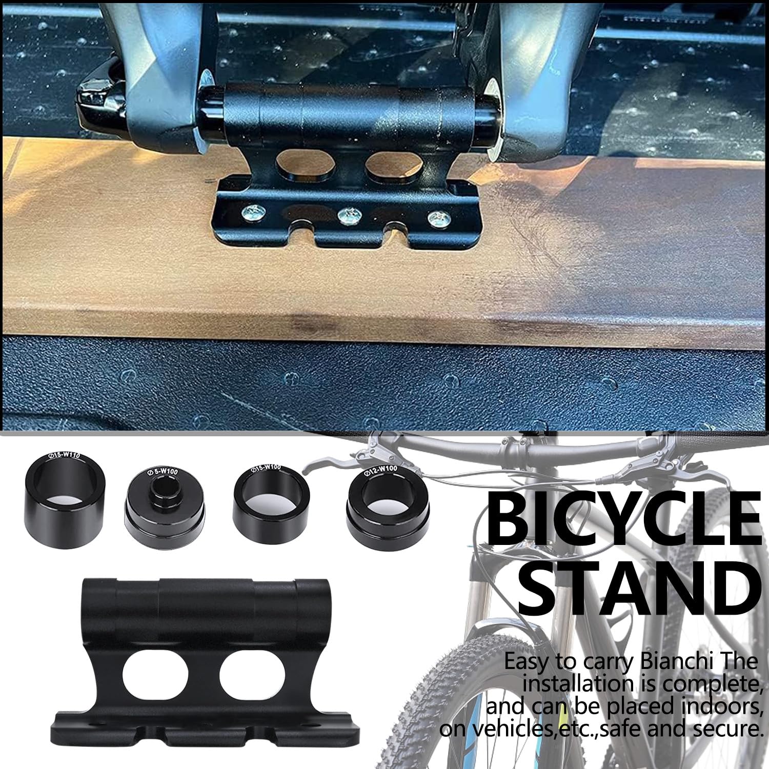 Fahrrad Gabelhalterung Dachträger Fahrradblock Dachträger Vielseitiger Vorderradgabel Fester Clip Fahrradblock Steckachse mit 4 Paar Seitendeckeln für Fahrrad Rennrad MTB Schwarz Auto & Motorrad