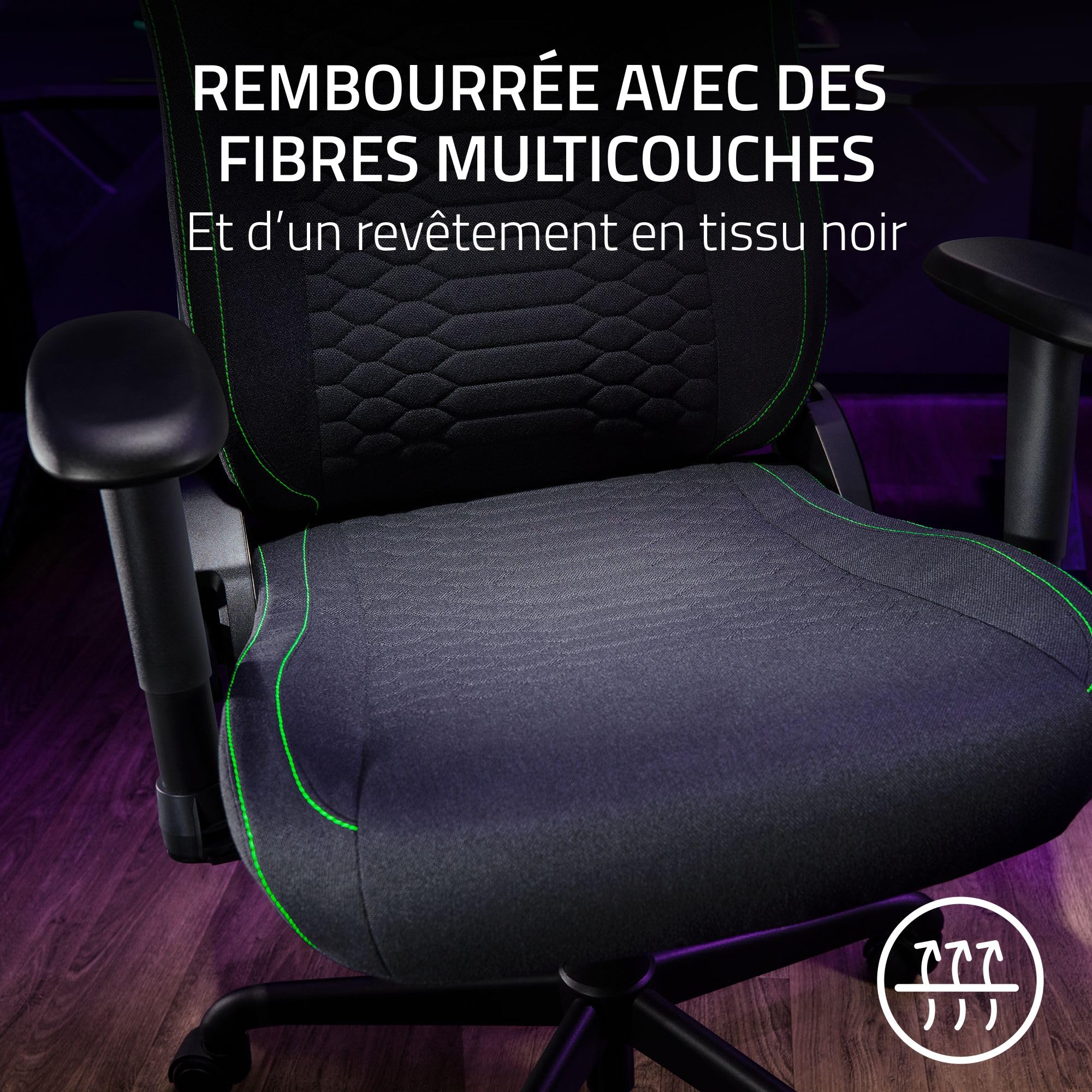 Razer Iskur V2 X - Essential Gaming Chair avec Support Lombaire intégré (Coussins en Mousse moulée Haute densité, accoudoirs en 2D, Tissu avec Finition Douce) Noir