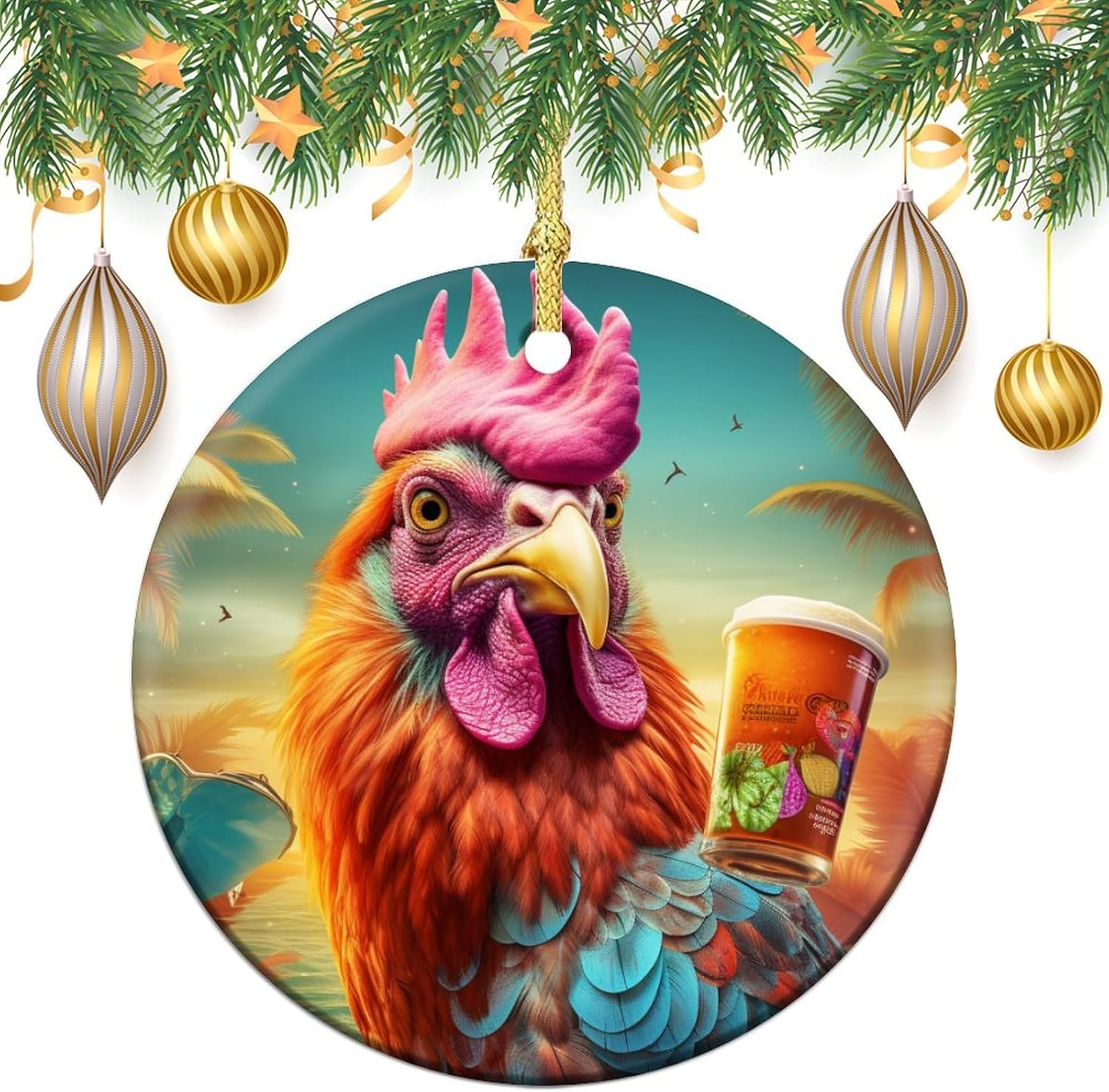 Christmas Tree Ornament Farm Animal Rooster Custom 3