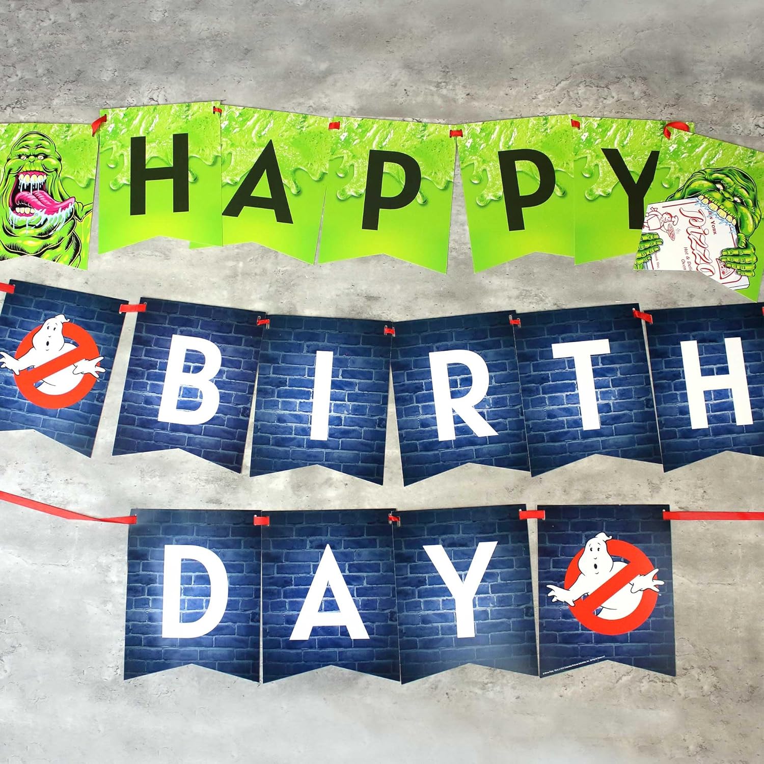 Ghostbusters Birthday Party Supplies, 8 Dinner Plates, 8 Dessert Plates, 16 Water Bottle Labels, 16 Luncheon Napkins, 16 Beverage Napkins, Plastic Tablecloth, 'HAPPY BIRTHDAY' Banner