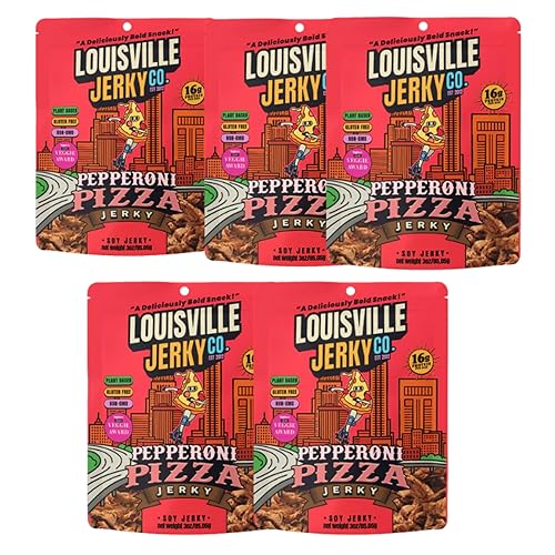 Miniatura 8 de Louisville Vegan Jerky – Carne vegana y vegetariana de pizza con pepperoni - Carne seca que hace agua la boca - Aperitivos veganos sin gluten