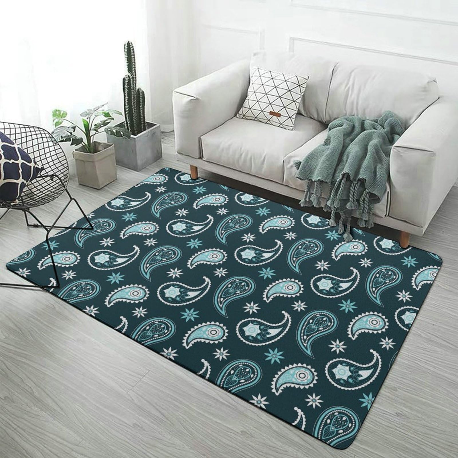 Amazon | カーペット ペイズリー柄 ラグマット 100×150cm 絨毯 - ラグ 